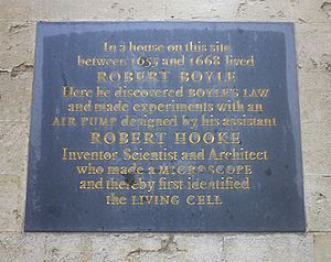 Boyle-Hooke plaque, University College, Oxford