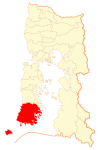 Location of the Quellón commune in Los Lagos Region