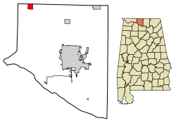 Location of Lester in Limestone County, Alabama.