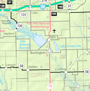 Map of Coffey Co, Ks, USA