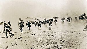 New Zealand troops first setting foot at Gallipoli taken by Joseph McBride
