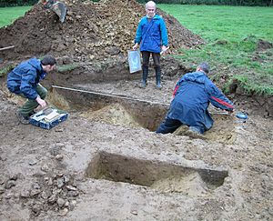 Recording ditches at Wickham Market hoard site (2)