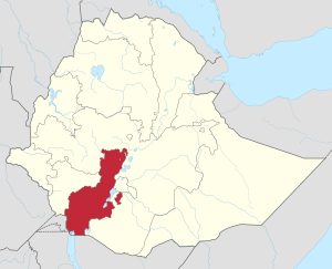 Map of Ethiopia showing Southern Nations, Nationalities, and People's Region