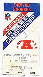 1988 AFC Championship Game - Cleveland Browns at Denver Broncos 1988-01-17 (ticket)