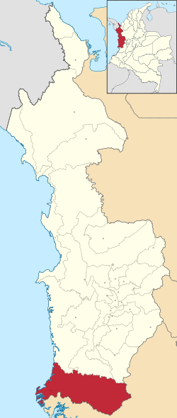 Location of the municipality and town of Litoral del Sanjuán in the Chocó Department of Colombia.