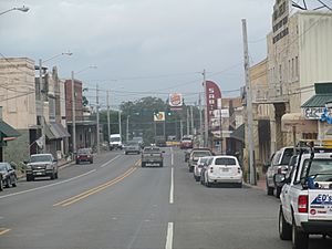 Louisiana Route 6 in central Many, facing west (2013)