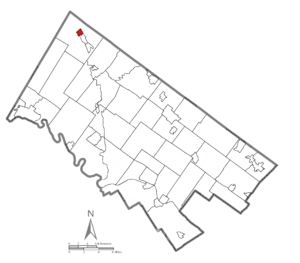 Location of East Greenville in Montgomery County, Pennsylvania.