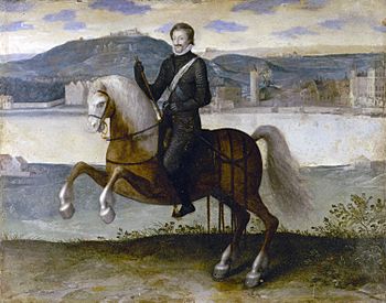 Henri IV, roi de France, à cheval devant Paris – Musée Carnavalet CARP1671 – Collections Paris(dot)fr (adjusted)