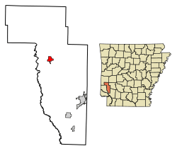 Location of Dierks in Howard County, Arkansas.