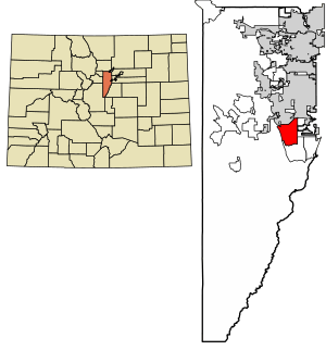 Location of the Dakota Ridge CDP in Jefferson County, Colorado.