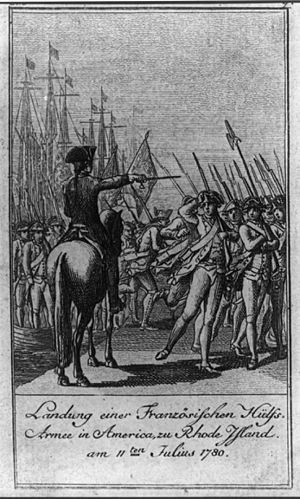 Landung einer Französischen Hülfs-Armee in America, zu Rhode Island, am 11ten Julius 1780 LCCN2004670207