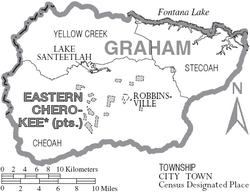 Map of Graham County North Carolina With Municipal and Township Labels