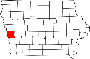Map of Iowa highlighting Harrison County