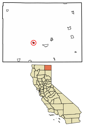 Location of Canby in Modoc County, California.