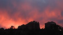 Sedona Sunset Over Rocks With Clouds