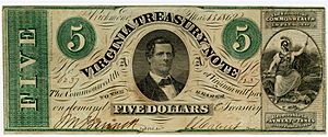 Virginia Civil War Five-Dollar note 1862