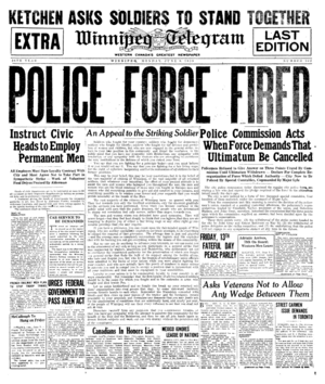Winnipeg Telegram Front Cover June 9 1919