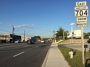 2016-09-13 18 11 36 View east along Maryland State Route 704 (Martin Luther King Junior Highway) between James Farmer Way and Foote Street in Seat Pleasant, Prince Georges County, Maryland
