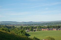A view of Leek, with the Roaches behind