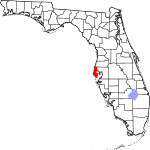 A state map highlighting Pinellas County in the middle part of the state. It is small in size.