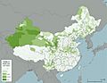 Number of Islamic sites in China per county