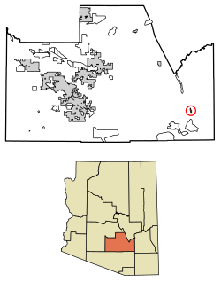 Location of Mammoth in Pinal County, Arizona
