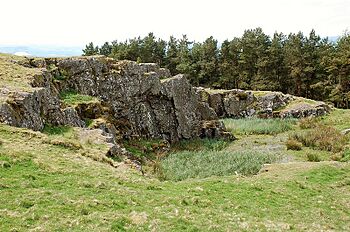 Rock outcrop and pond, Peniel Heugh summit - geograph.org.uk - 1870422