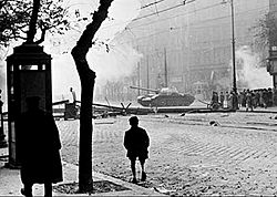 Soviet tank in Budapest 1956