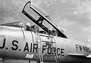 USAF F-100F Super Sabre fighter with open canopy