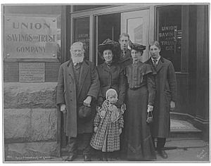 Carson D Boren and descendents beside the tablet memorializing him, Seattle, November 13, 1905 (PEISER 123)