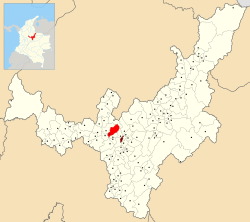 Location of the municipality and town of Chíquiza in the Boyacá department of Colombia