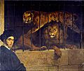 Francesco Hayez - Self-portrait with Tiger and Lion - Google Art Project