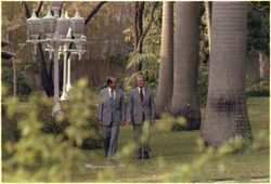 Jimmy Carter and President Carlos Perez tour the grounds at La Casona, Venezuela's presidential residence. - NARA - 178549