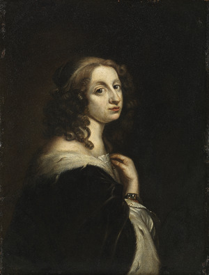 Porträtt av Drottning Kristina, målat av hovmålare David Beck (ca 1650) - Livrustkammaren - 91525
