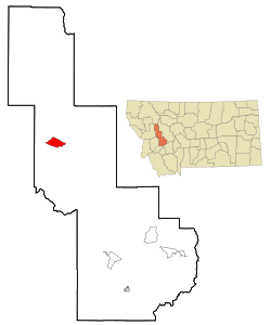 Location of Ovando, Montana