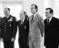 Rumsfeld, Brown, Bush and Scowcroft at The Oval Office, White House