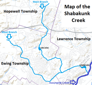 Shabakunk Creek map