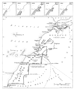 Spanish territorial boundary changes in Northwest Africa 1885-1912