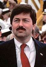 Terry Branstad attends recommissioning ceremony for USS Iowa, Apr 28, 1984