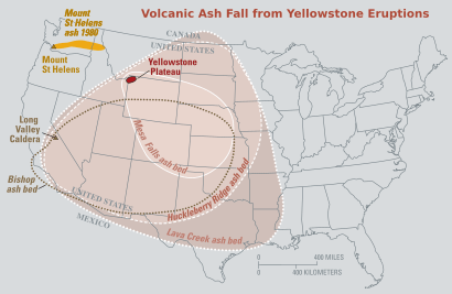 Yellowstone volcano - ash beds