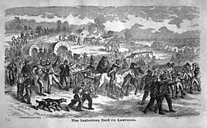 Border ruffians marching on Lawrence, Kansas