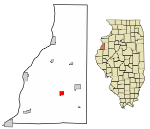 Location of Stronghurst in Henderson County, Illinois.