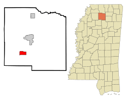Location of Taylor, Mississippi