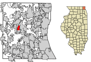 Location of Hainesville in Lake County, Illinois.