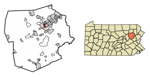 Location of Edwardsville in Luzerne County, Pennsylvania.