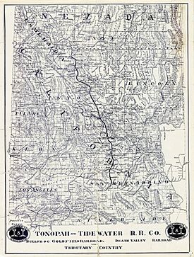 Map showing Tonopah Tidewater Railroad Company line from Ludlow California to Goldfield Nevada circa 1907.jpg