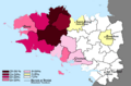 Percentage of breton speakers in the breton countries in 2004