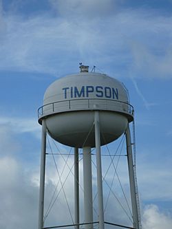 Water tower near U.S. Route 59 (Future Interstate 69) in Timpson