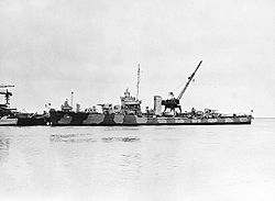 USS Somers (DD-381) at the Charleston Naval Shipyard on 16 February 1942 (NH 98021)
