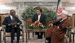Akbar Hashemi Rafsanjani and Kofi Annan in Tehran